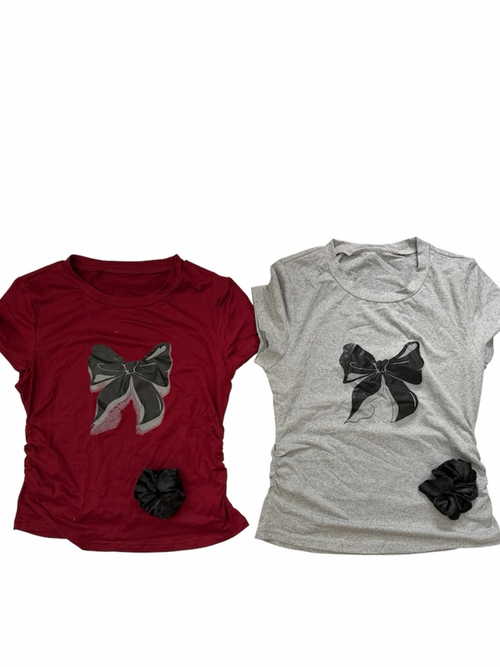 NWT Girls SHEIN Coquette Bow Graphic Ruched Tee Bundle 4pc Size medium